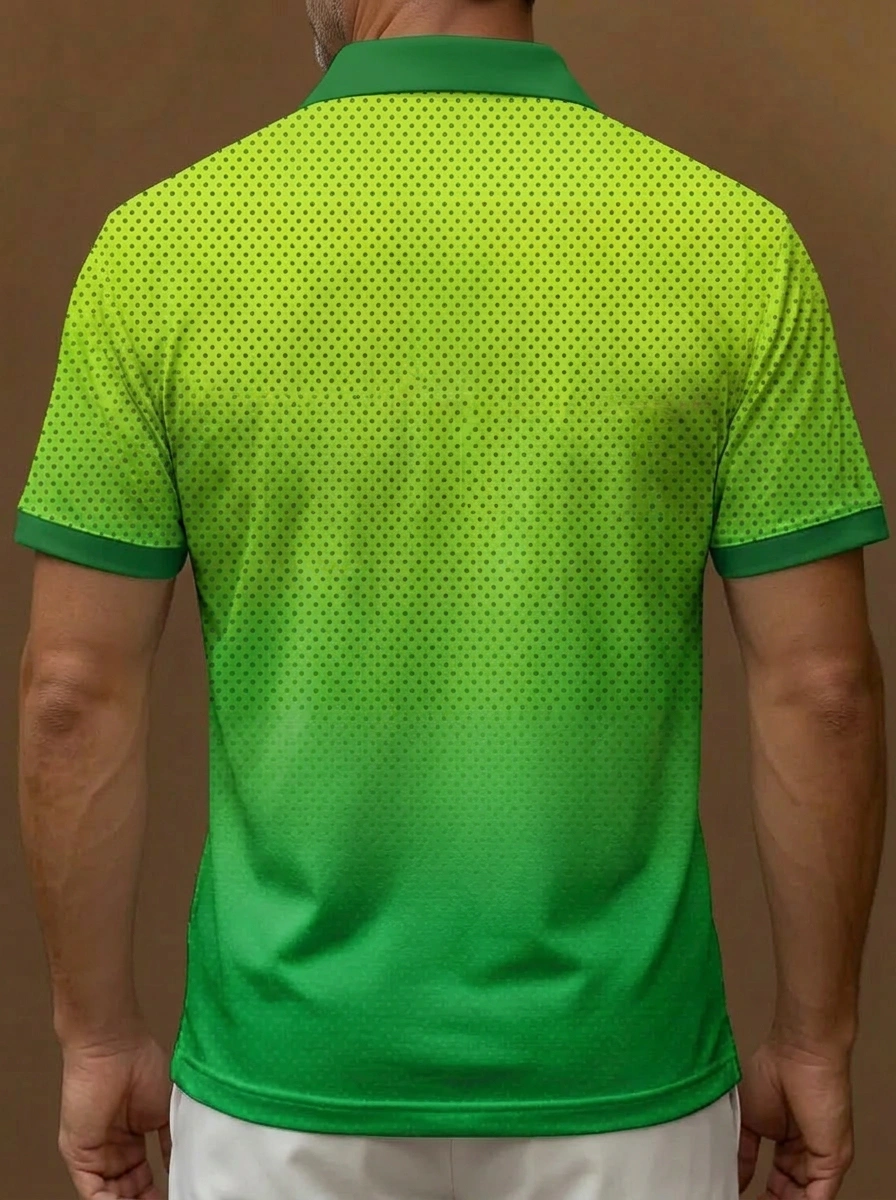 Green Ombre Polka Dot Pattern Short Sleeve Golf Polo Shirt
