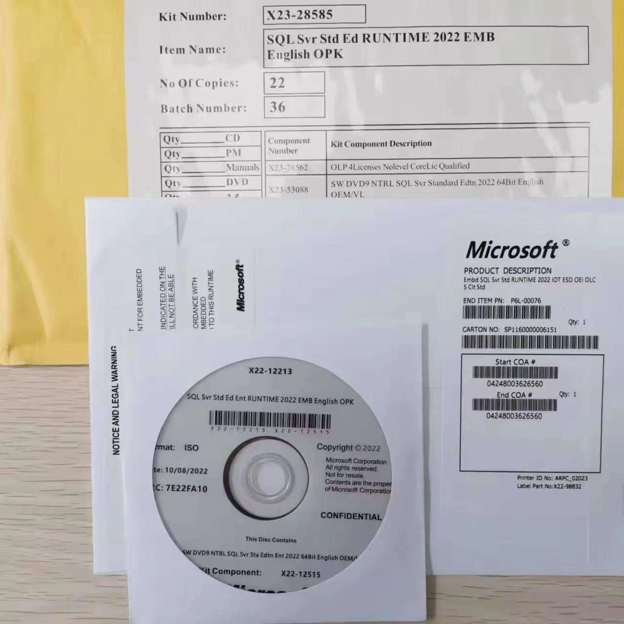 SQL Server 2022 Standard DVD Package