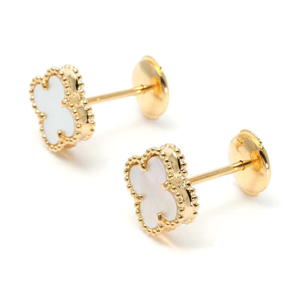 Van Cleef & Arpels Sweet Alhambra Earrings 18K Yellow Gold Mother of Pearl VCARA44800
