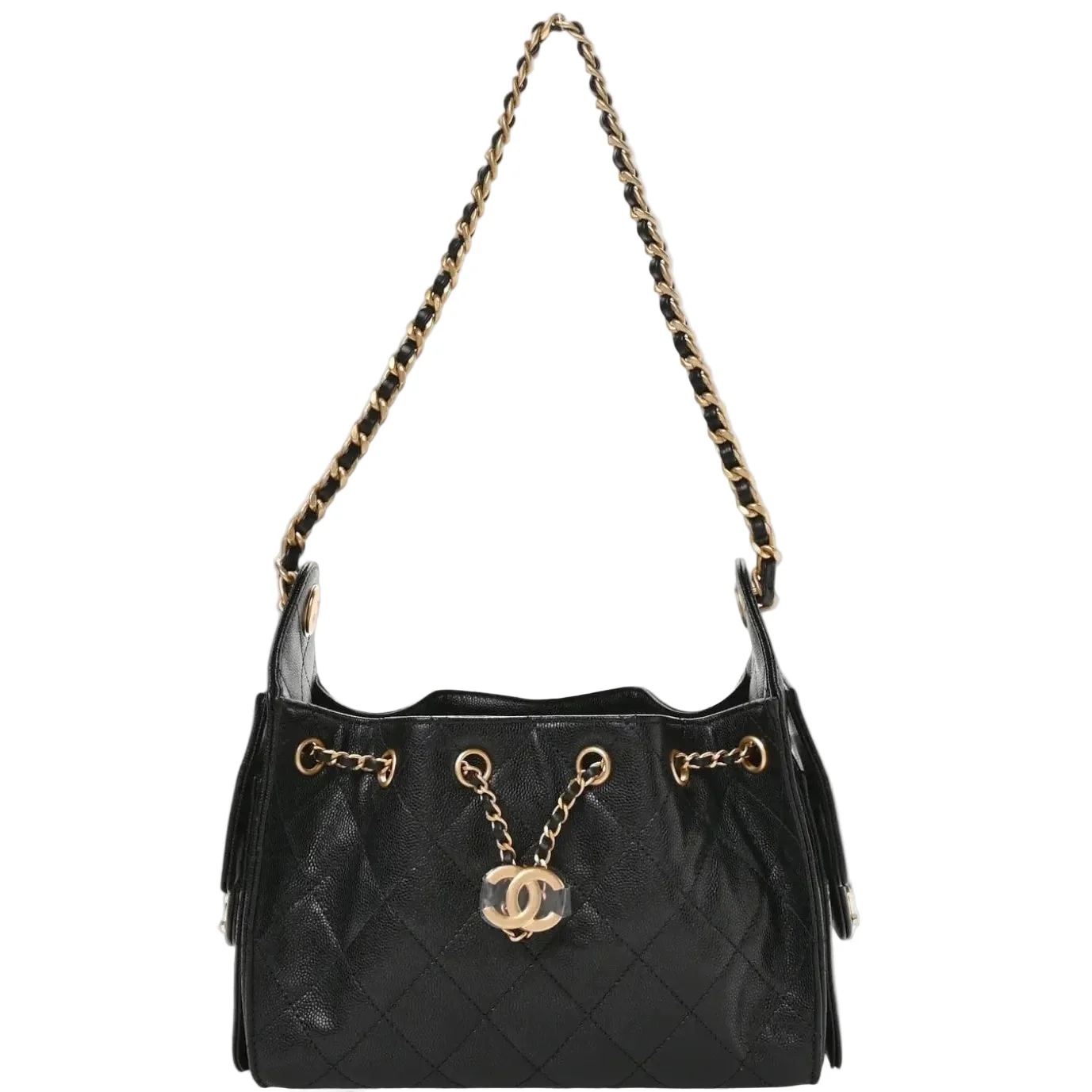 Chanel Caviar Quilted Mini 25 Handbag Black Gold Hardware
