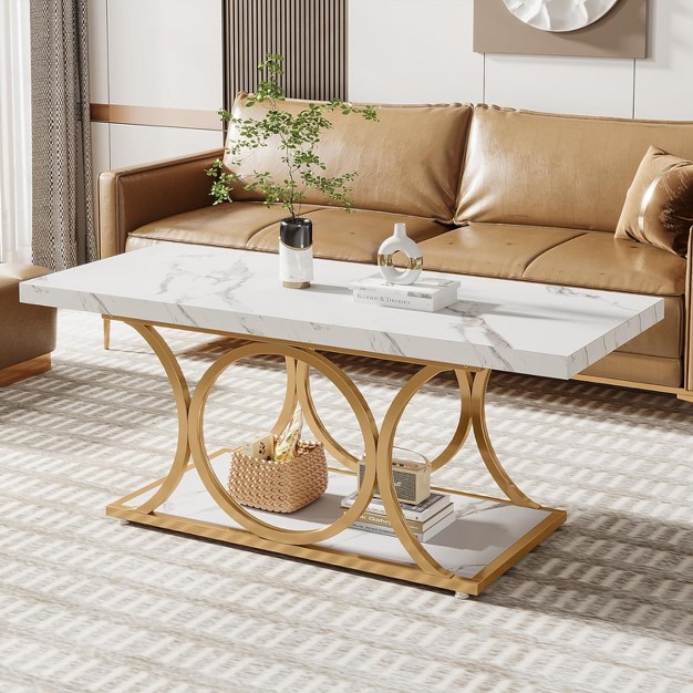 Tribesigns 47 24 inch 2 tier Rectangle Coffee Table