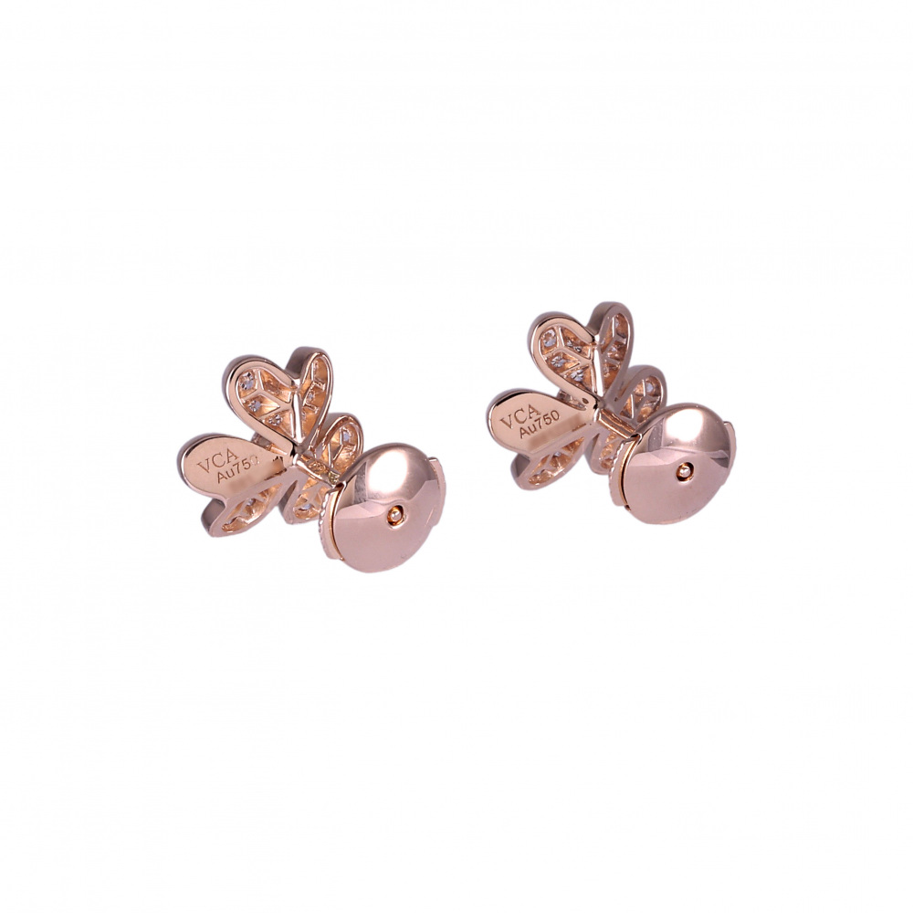 Van Cleef & Arpels Frivole Earrings 18K Rose Gold Diamond VCARP7RJ00
