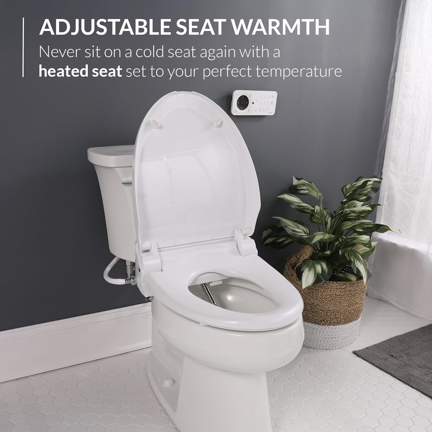Elongated Electric Bidet Toilet Seat with Warm Water & Dryer, Wireless Remote Bidet
