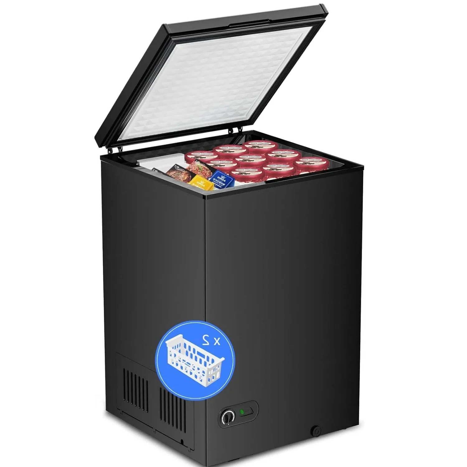 Kismile 7.0/3.5 Cubic Feet Chest Freezer with Removable Basket Free Standing