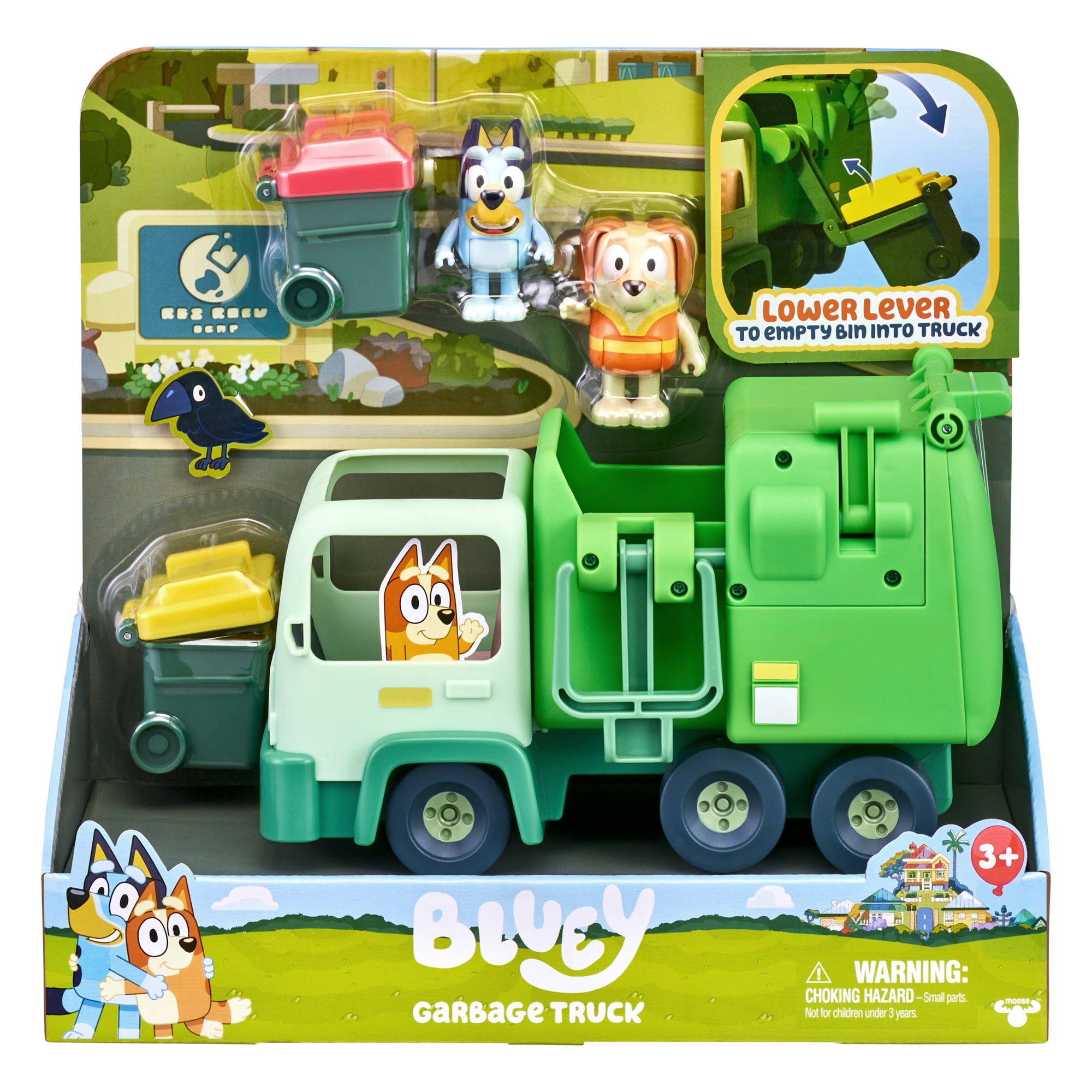 Bluey, Garbage Truck Vehicle Playset, Bluey and Bin Man 2.5-3 inch Figures and Accessories, Preschool, Ages 3+