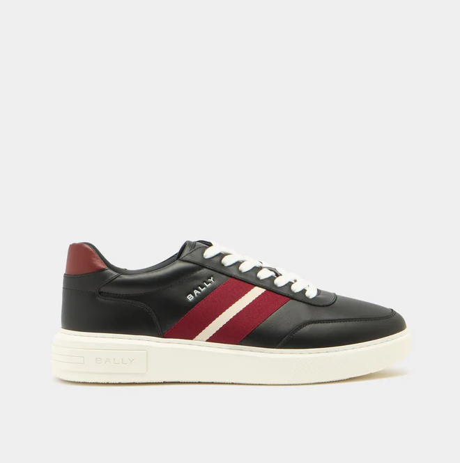 Bally Lift Sneaker in Black and Red Leather