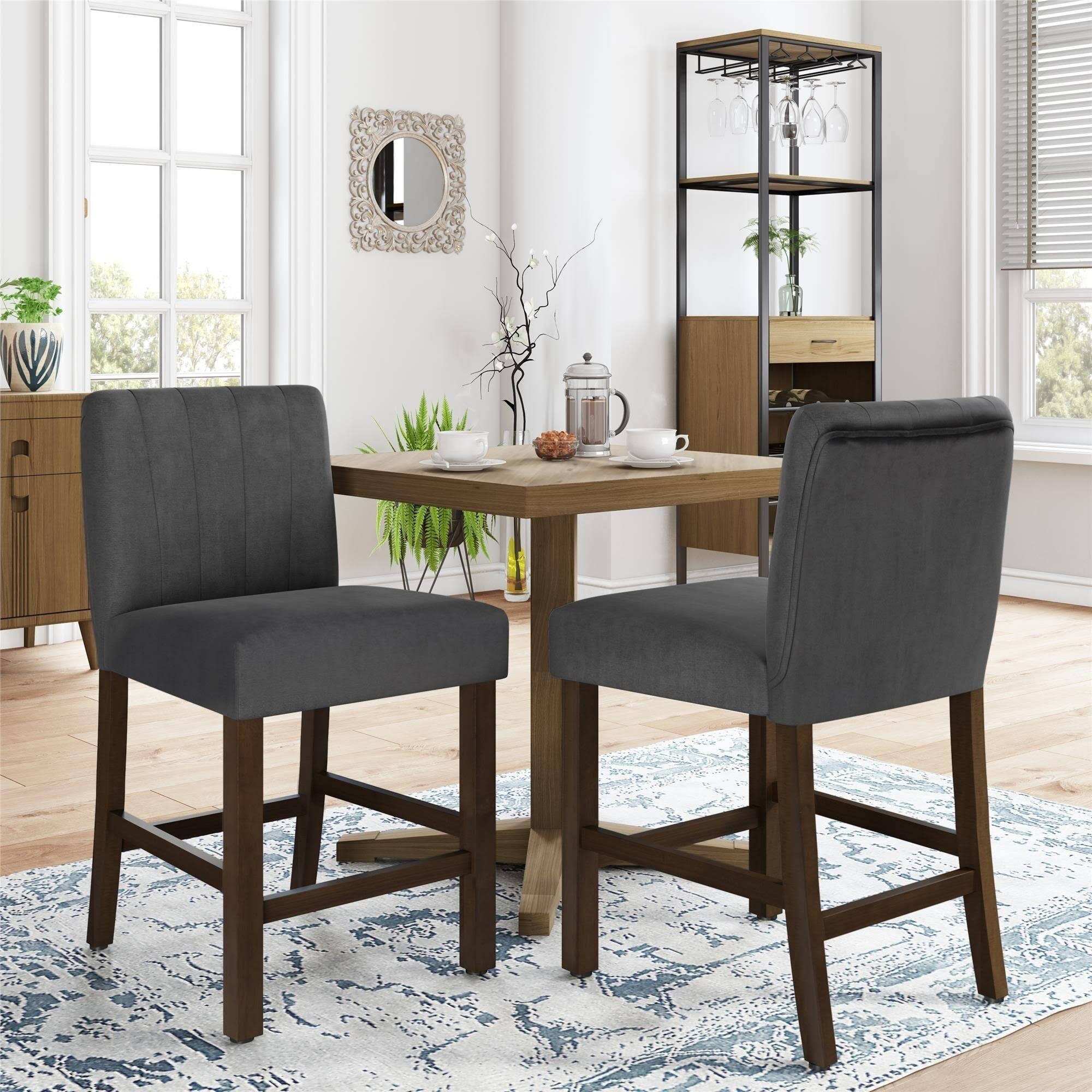 Avenue Greene VONN Channel Back Counter Stool - Charcoal