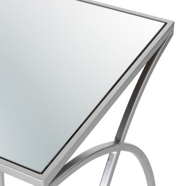 Glitzhome Set of 2 Modern Glam Glass Top Nesting Side Table
