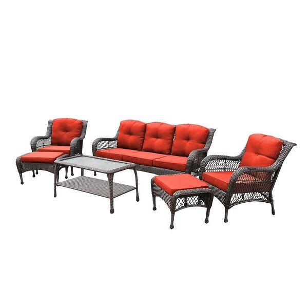 6piece Resin Wicker Patio Furniture Conversation Set with High Back