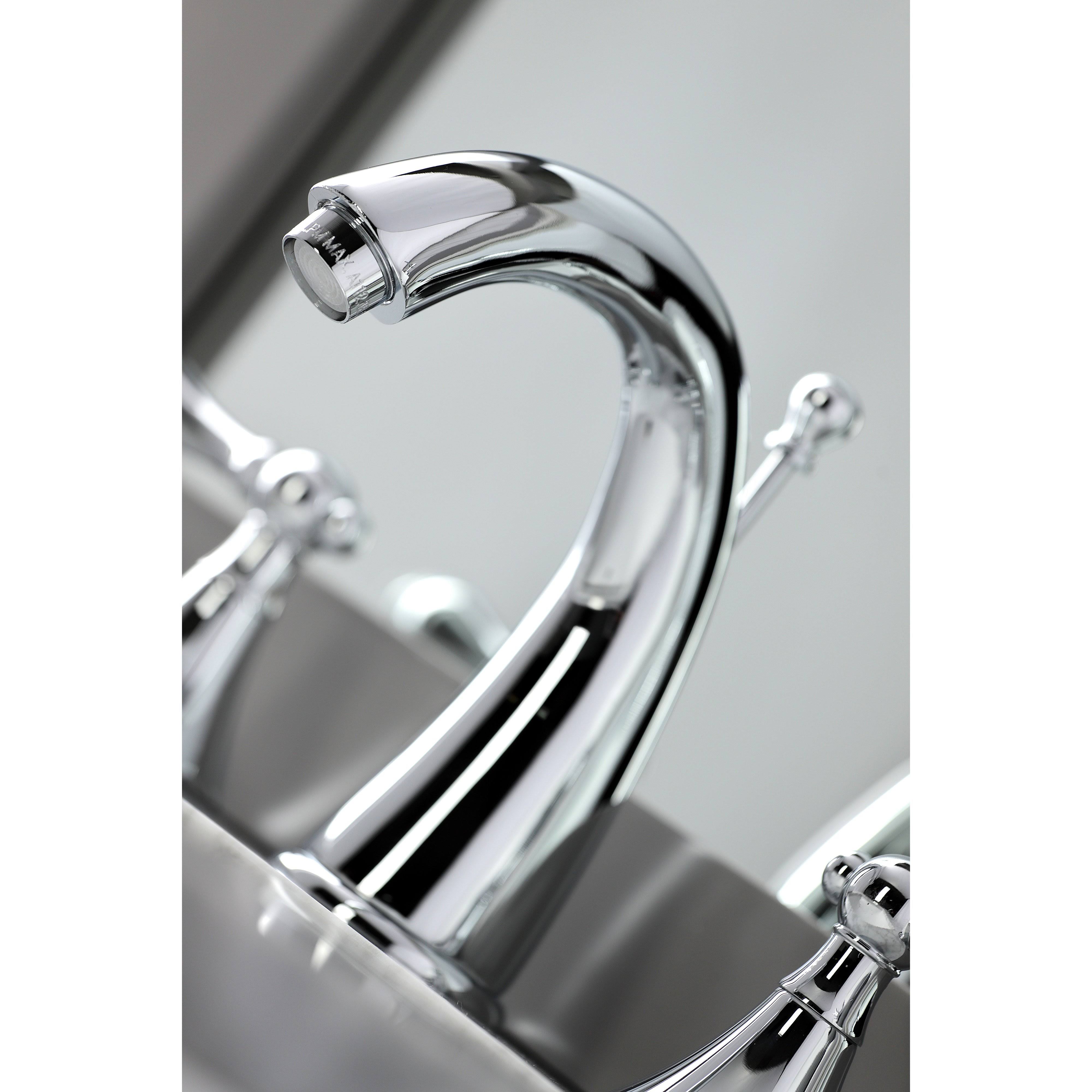 Kingston Brass Naples 8-Inch Widespread Bathroom Faucet with Brass Pop-Up - Brushed Nickel KS2978AL
