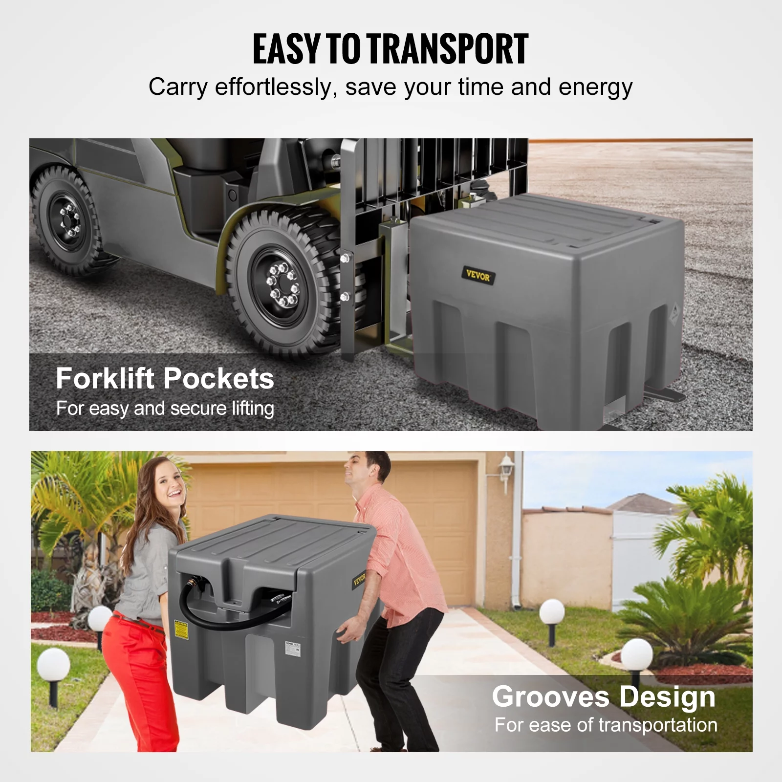 VEVOR Portable Diesel Tank, 58 Gallon Capacity & 10 GPM Flow Rate, Diesel Fuel Tank with 12V Electric Transfer Pump and 13.1ft Rubber Hose, PE Diesel Transfer Tank for Easy Fuel Transportation,Gary