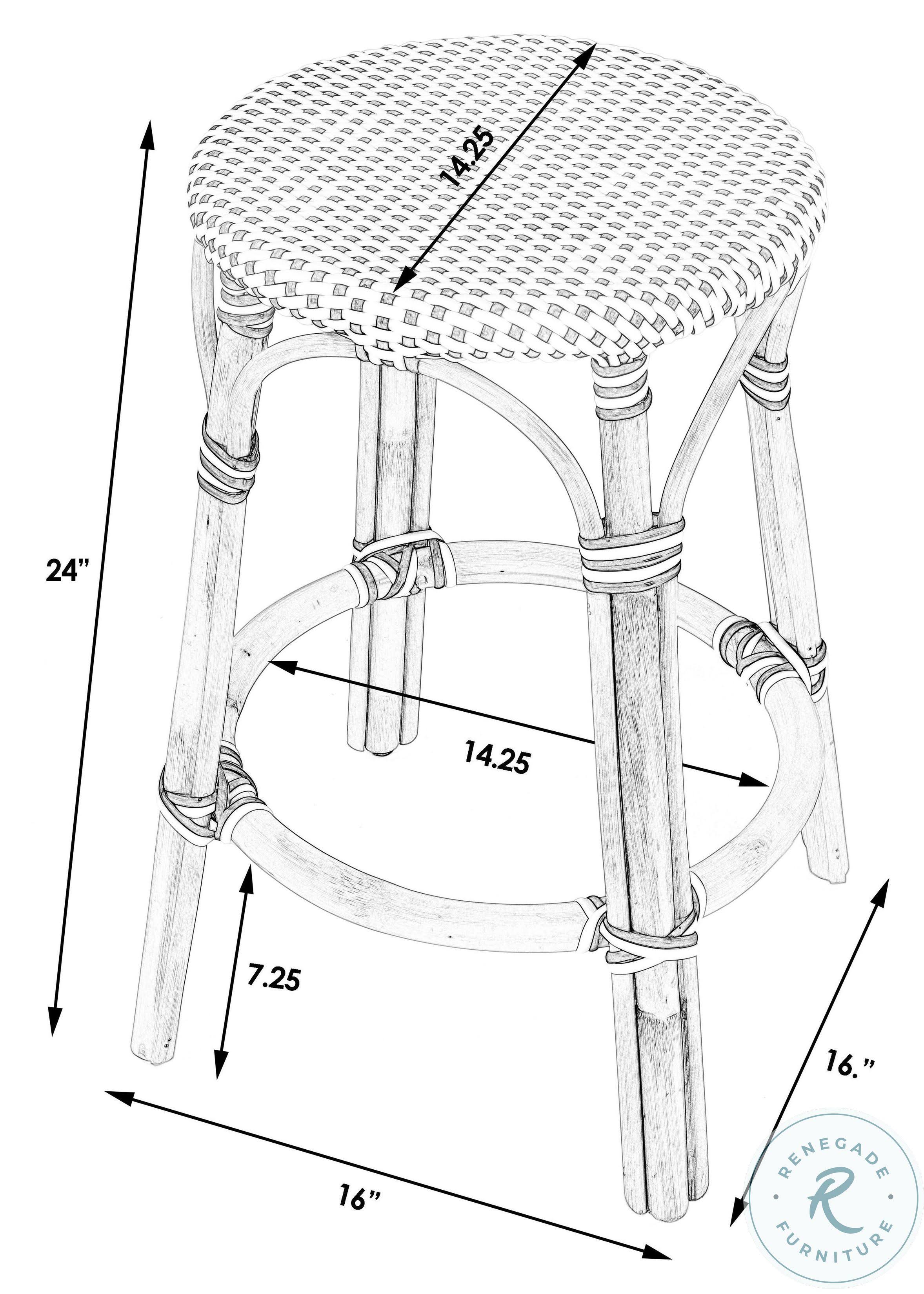Butler Tobias Grey u0026 White Rattan Counter Stool (9371144)
