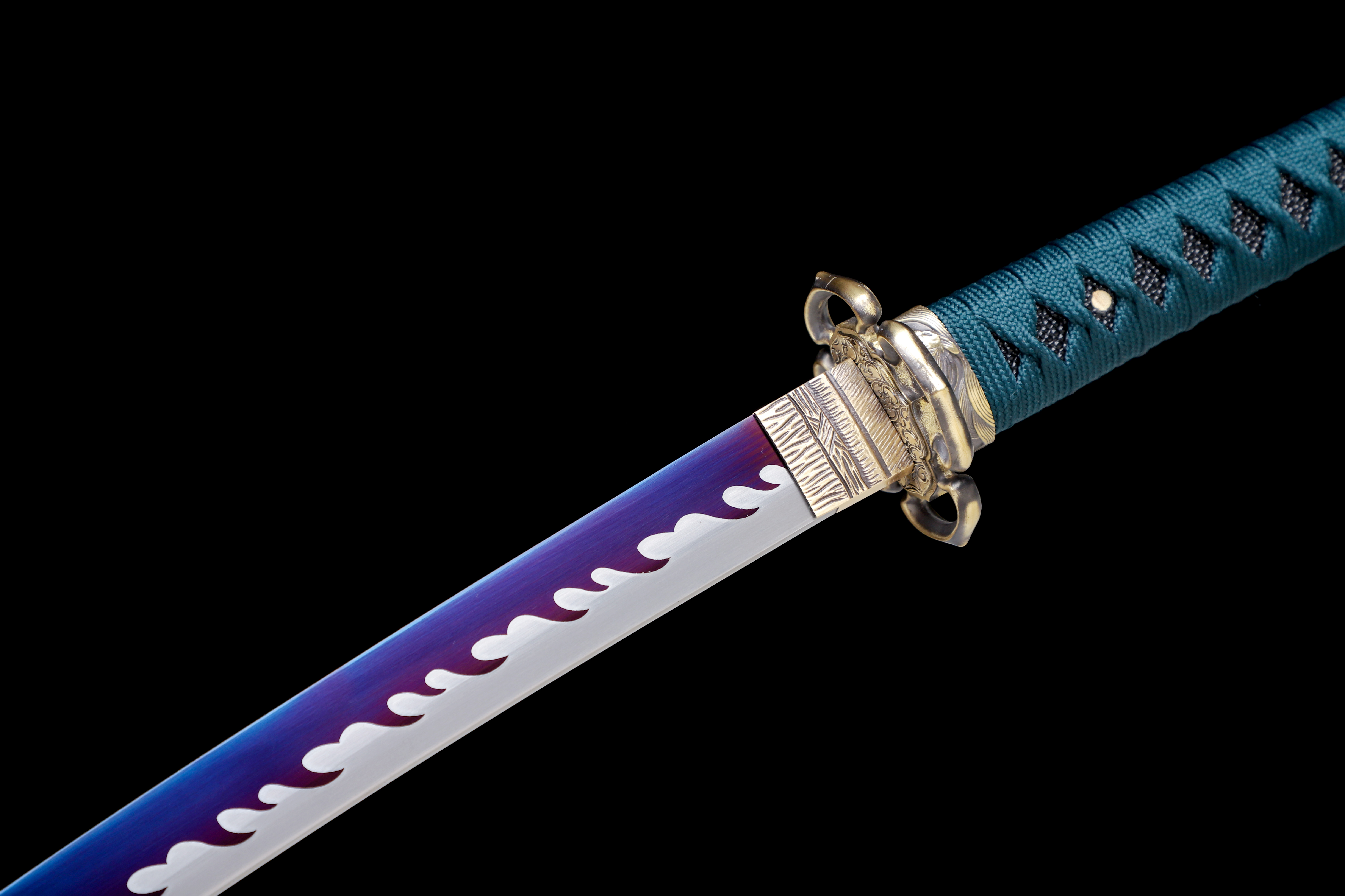 Handmade Japanese Katana 9260 Spring Steel Purple Blade Full Tang