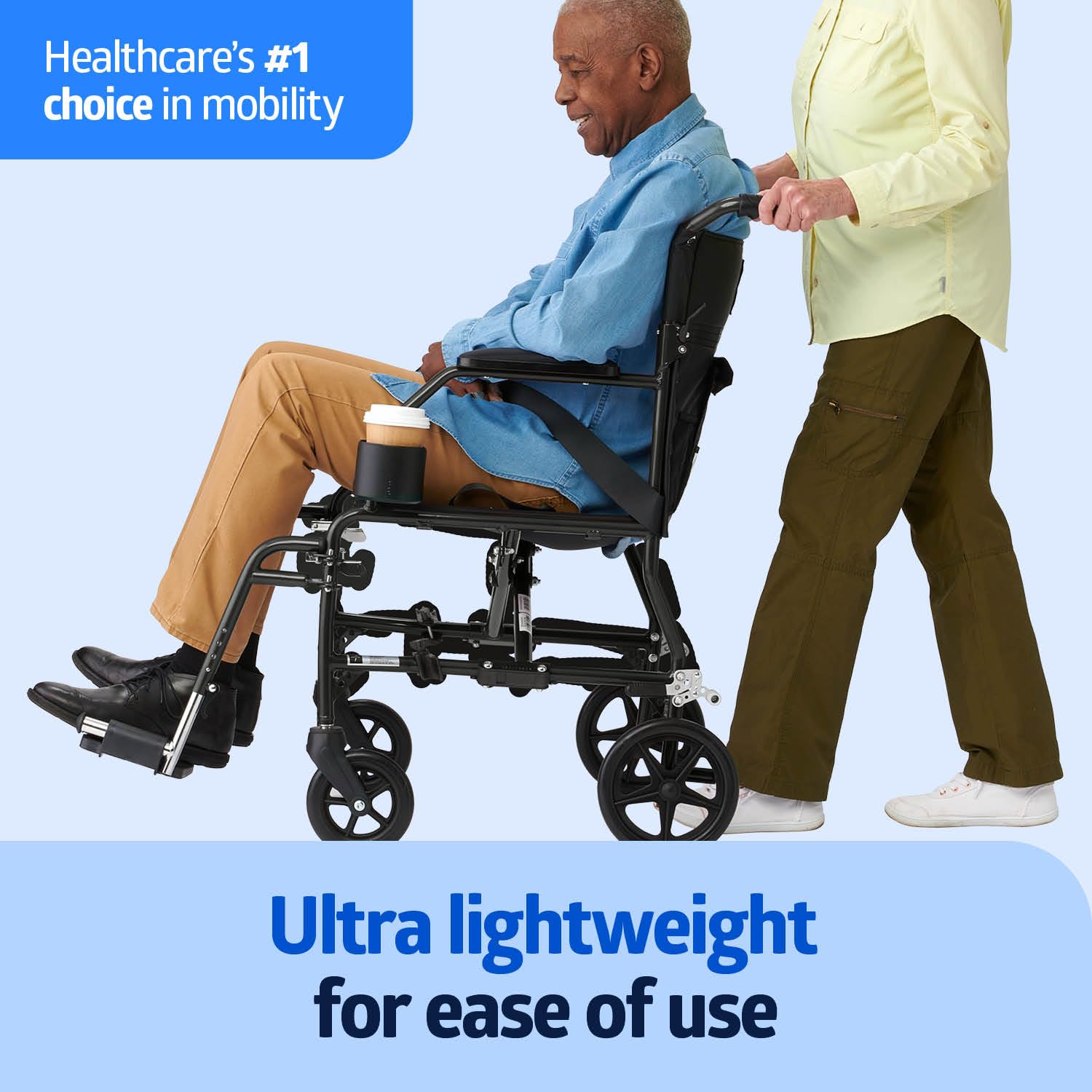 Medline Ultralight Transport Wheelchair Desk Length