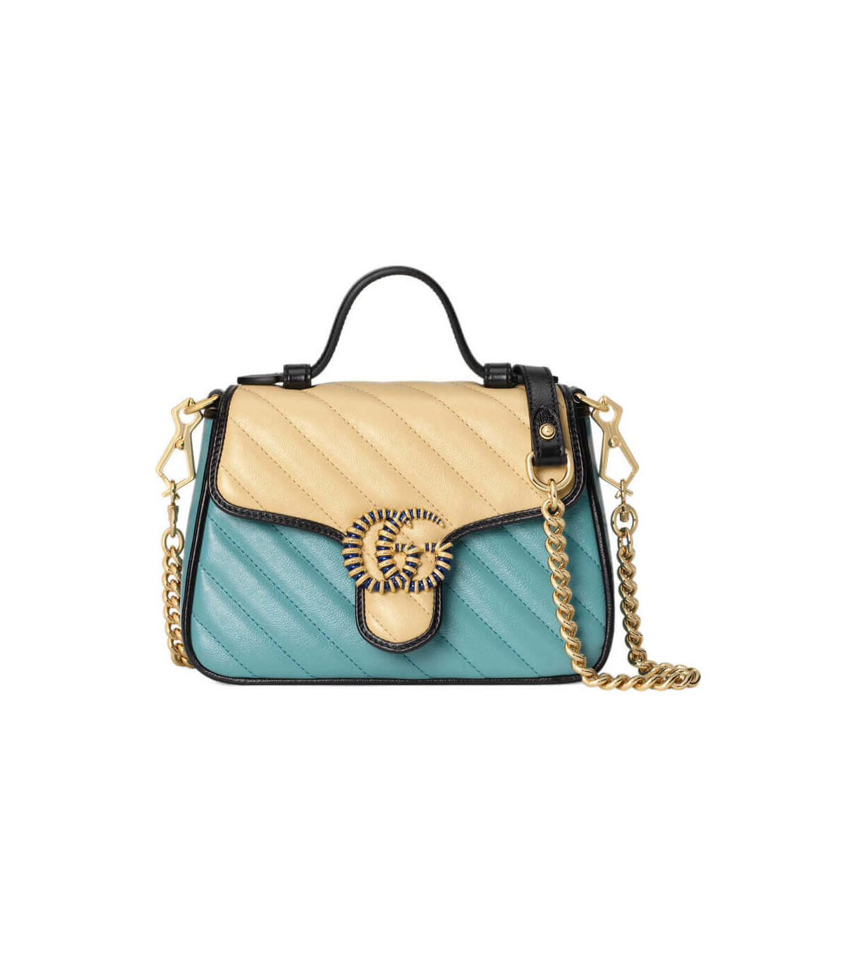 Gucci GG Marmont Mini Bag Butter and Pastel Blue Leather
