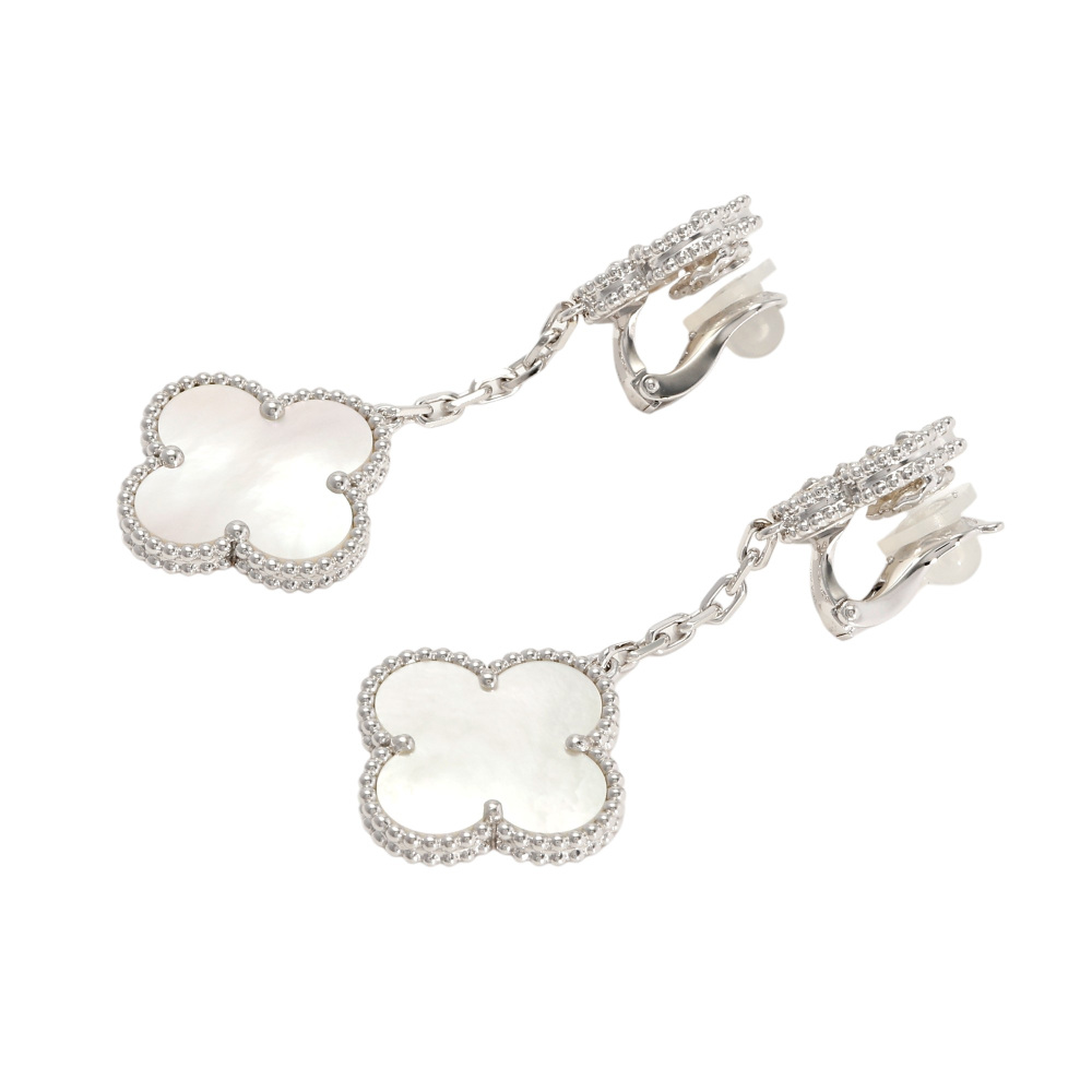 Van Cleef & Arpels Magic Alhambra Semi-custom Product Earrings 18K White Gold Mother of Pearl VCARP3SK00