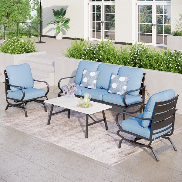 MAISON ARTS 5/7Seat Patio Conversation Set,Sofa Set with 2 x Single Sofa Chairs,1 x 3seater Sofa and Coffee Table/Ottomans
