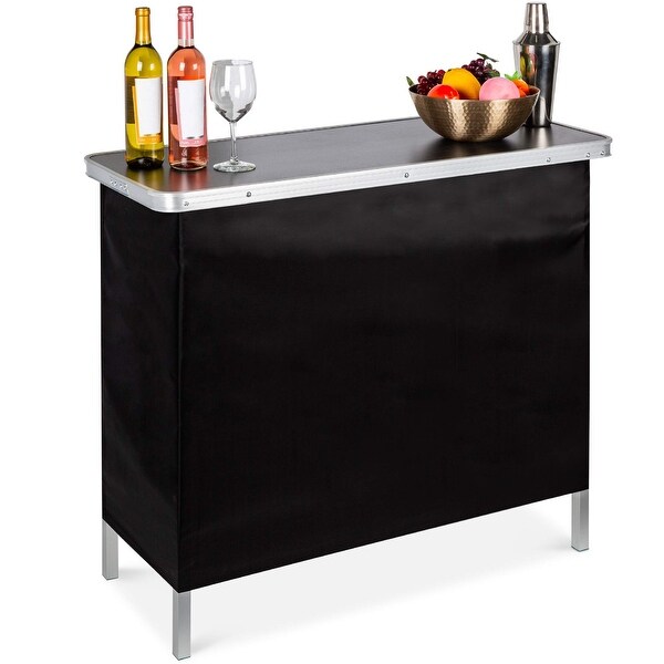 Portable PopUp Bar Table for In/Outdoor,Party,Picnic,Tailgate,Entertaining w/Carrying Case,Storage Shelf,Removable Skirt