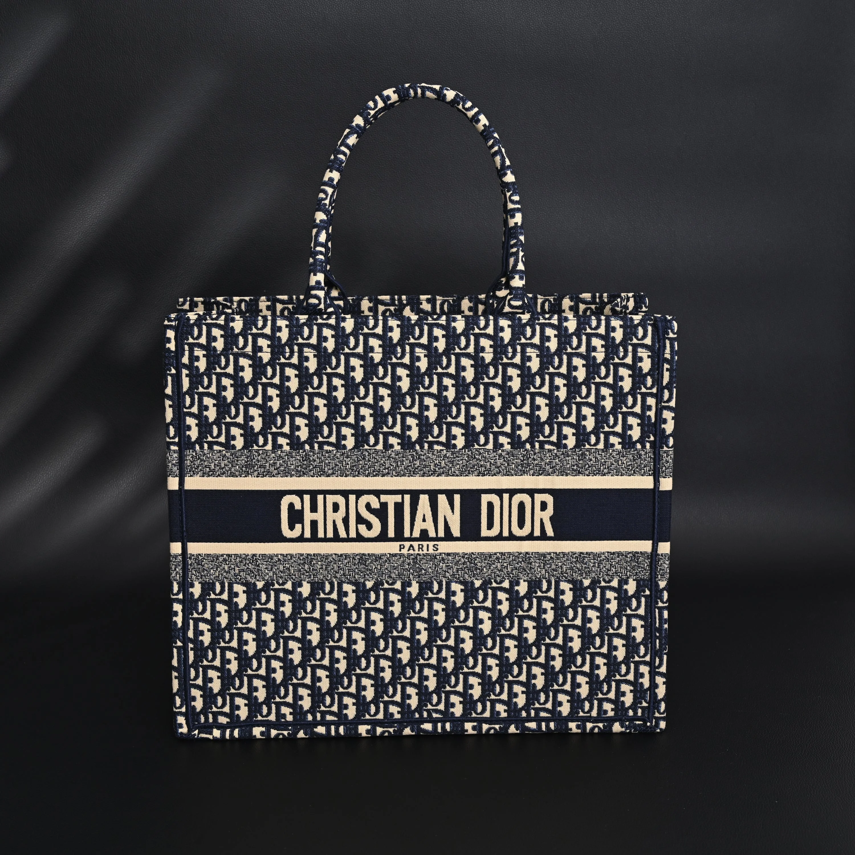 Christian Dior Large Book Tote – Blue Oblique Embroidery