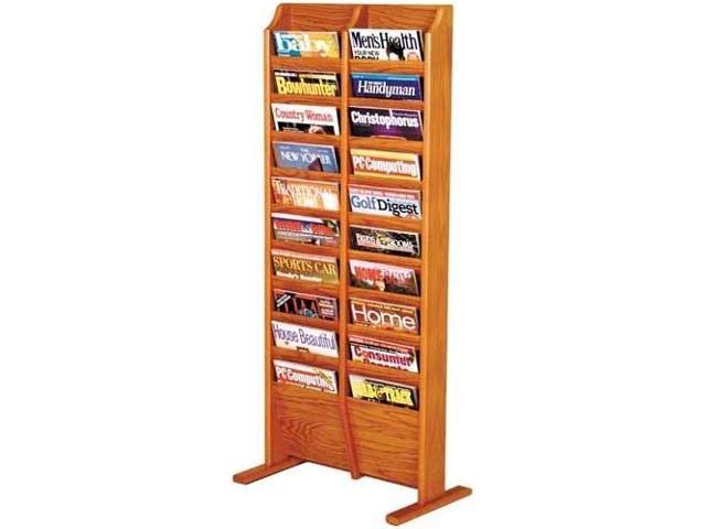 Wooden Mallet 20 Pocket Free Standing Magazine Rack; Dark Red Mahogany