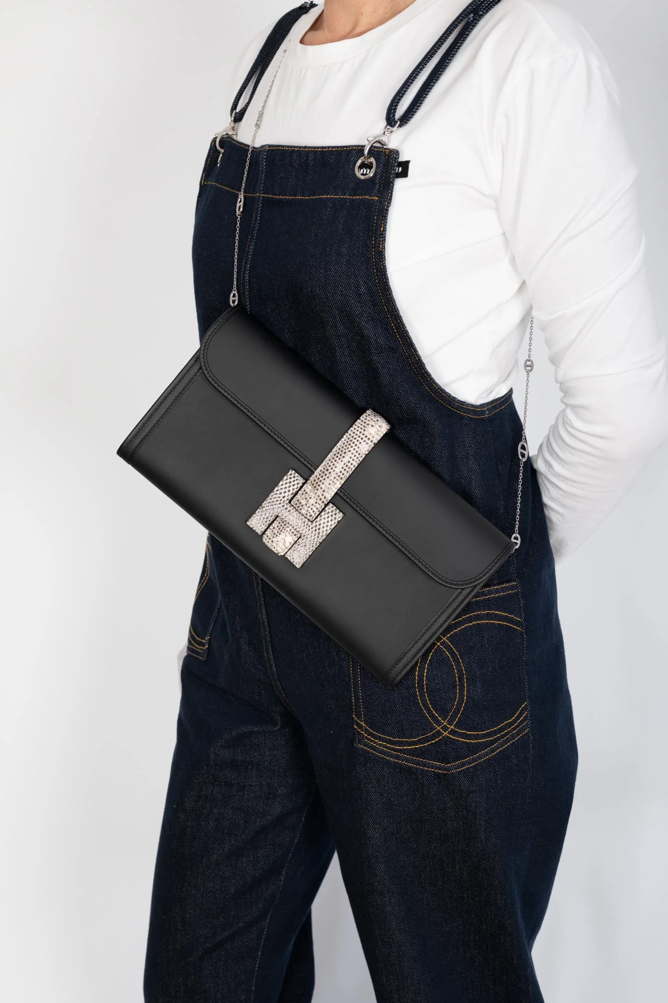 Hermès Jige Élan 29 Touch Noir Swift Ombré Lizard