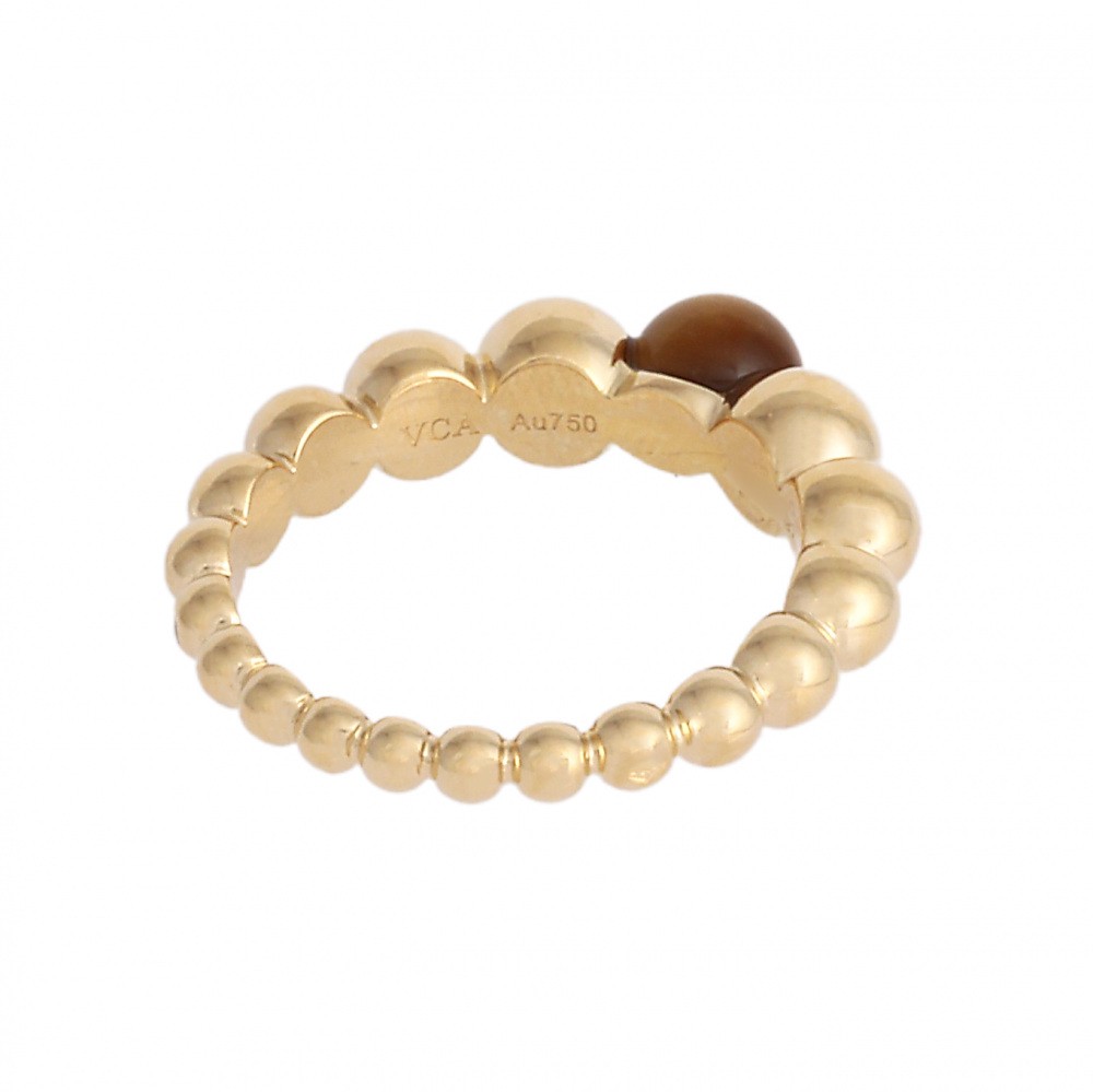 Van Cleef & Arpels Perlekruul Ring 18K Yellow Gold Tiger Eye