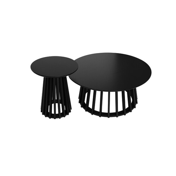 Round Coffee Table Set of 2 Grille Molding