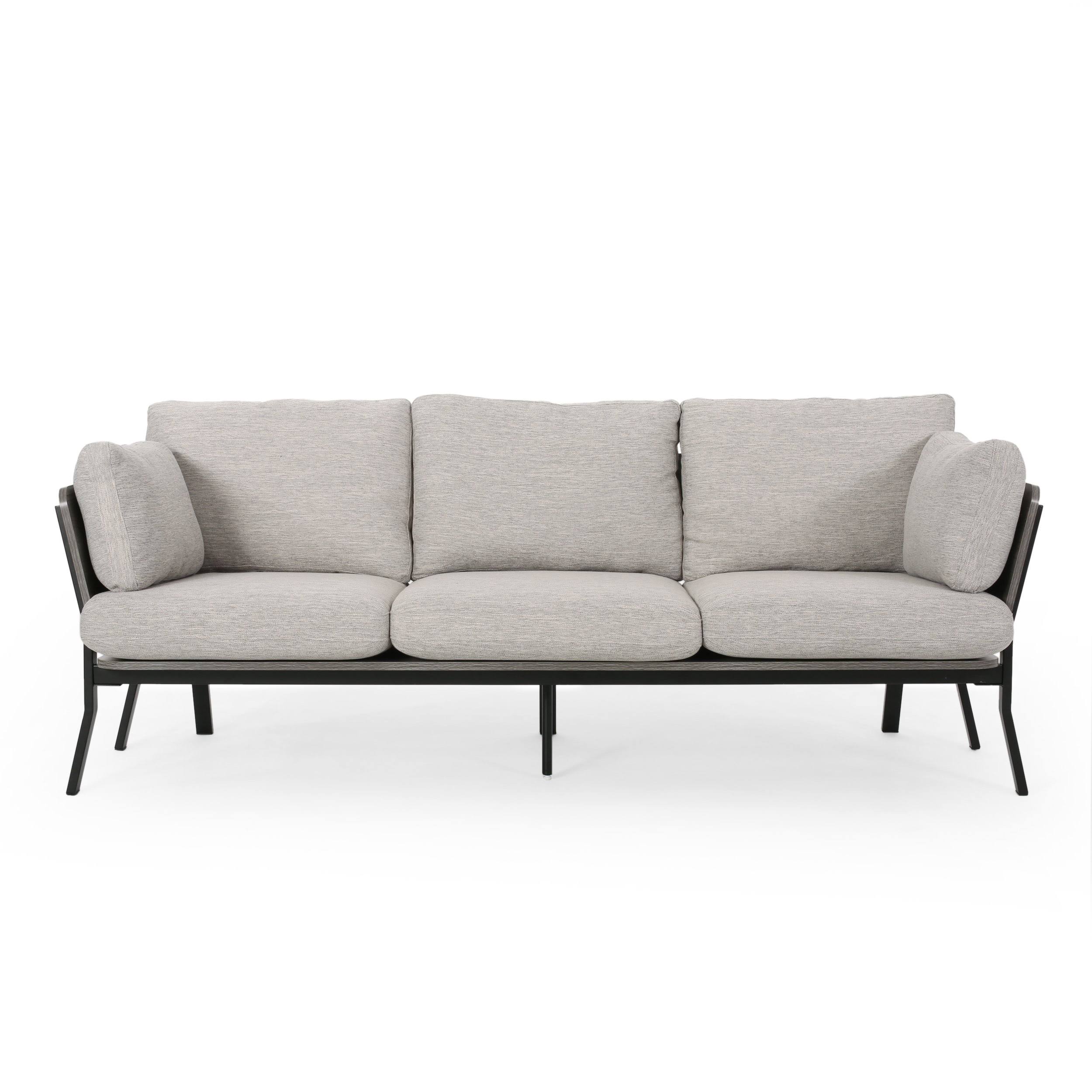 Athea Mid-Century Modern 3 Seater Wood Frame Sofa - Navy Blue