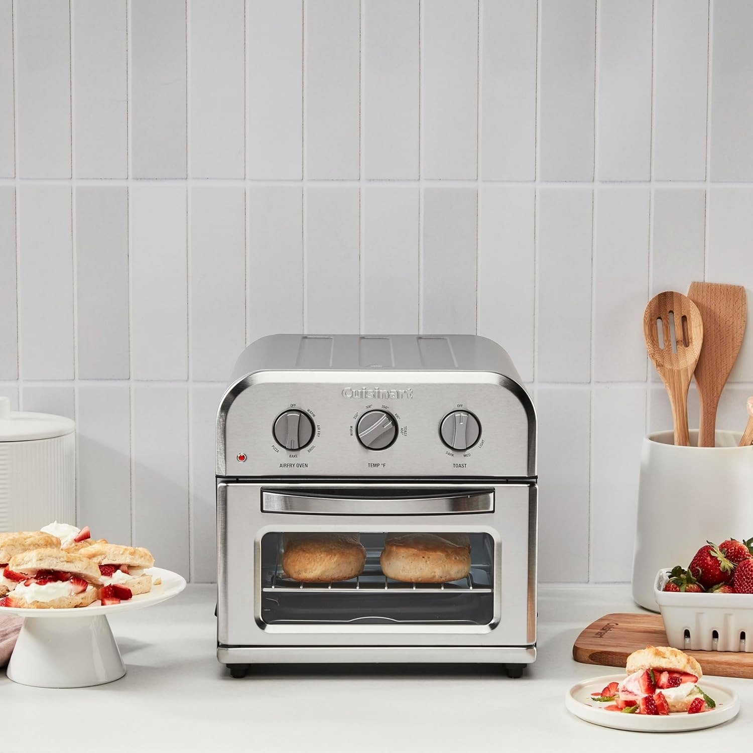 2.5LBS Compact Air Fryer Toaster Oven, 6-in-1 Functions, Adjustable Temp, Stainless Steel