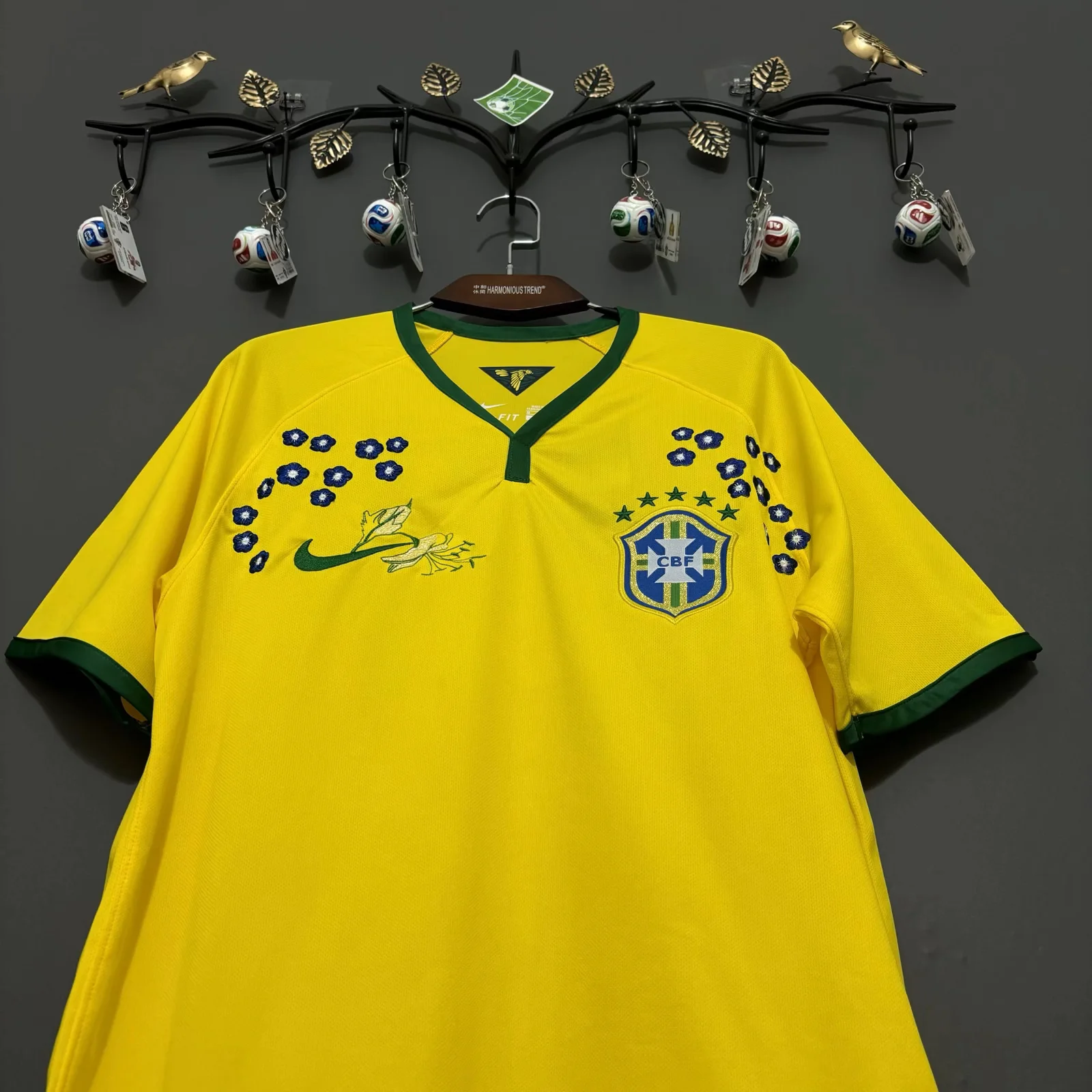 Brazil 2014 Home Embroidered Jersey S-XXL Retro Version