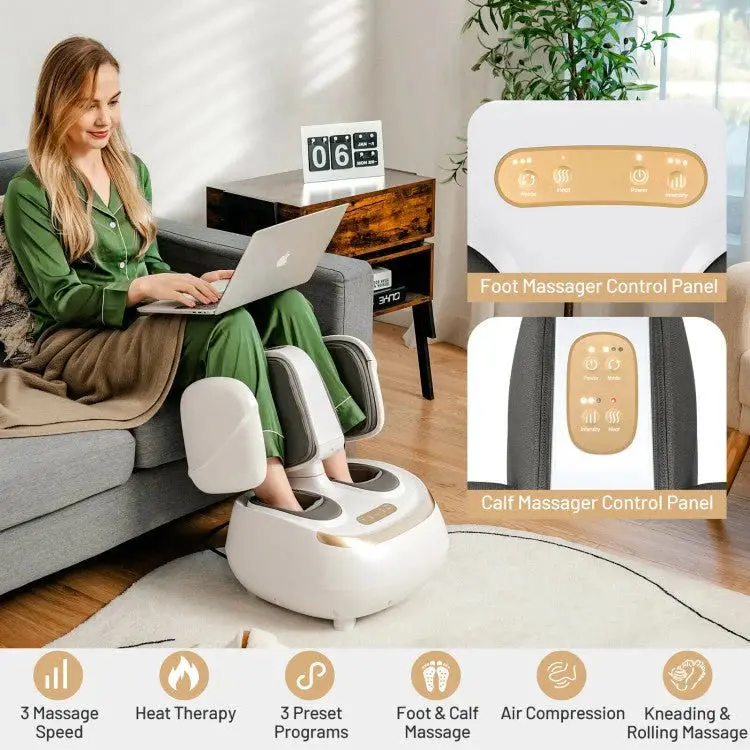 Premium Shiatsu Foot and Calf Massager with Adjustable Heat Therapy — 2-in-1 Relaxation Device