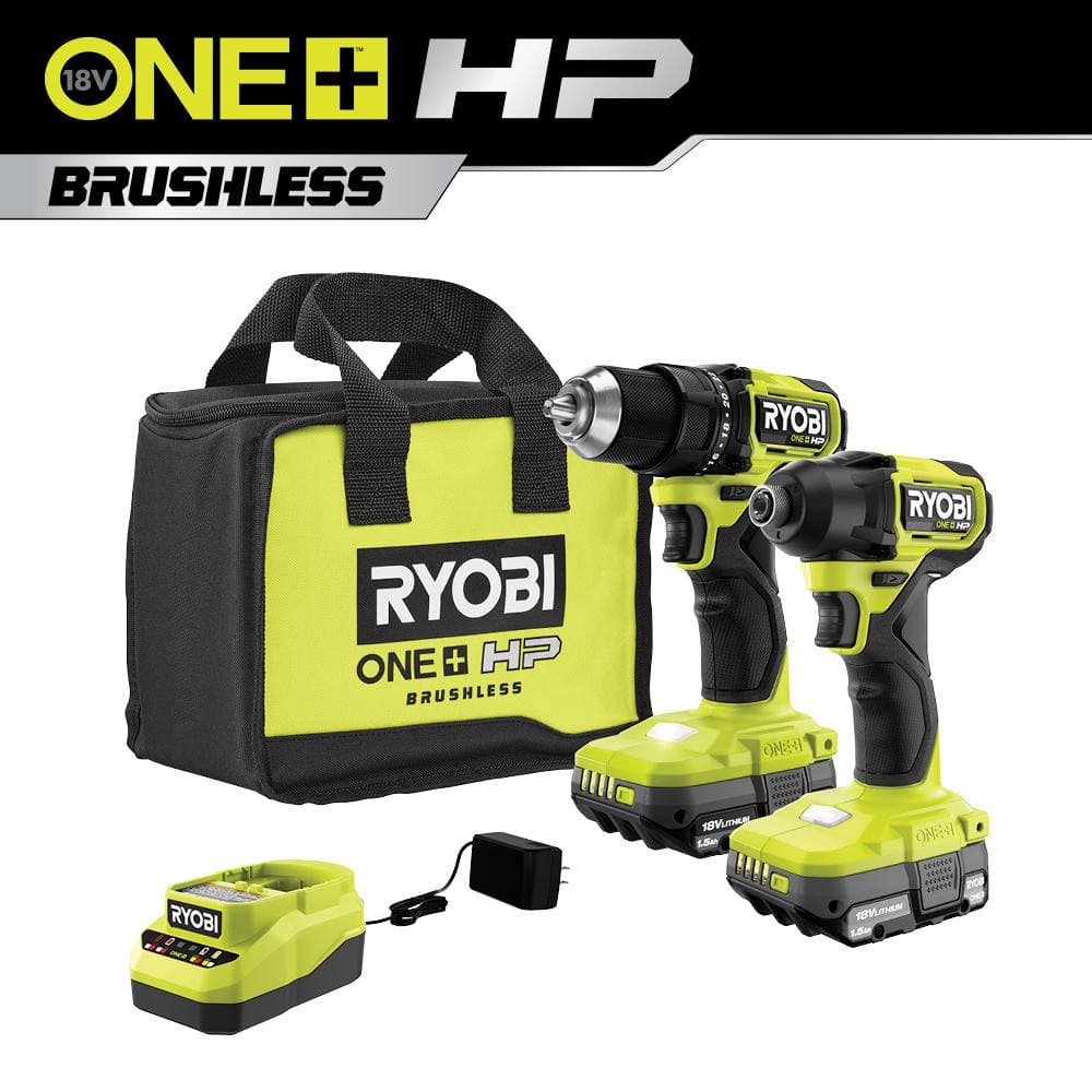 ONE+ HP 18V Brushless Cordless Compact 1/2 in. Drill and Impact Driver Kit with (2) 1.5 Ah Batteries, Charger and Bag PSBCK01K