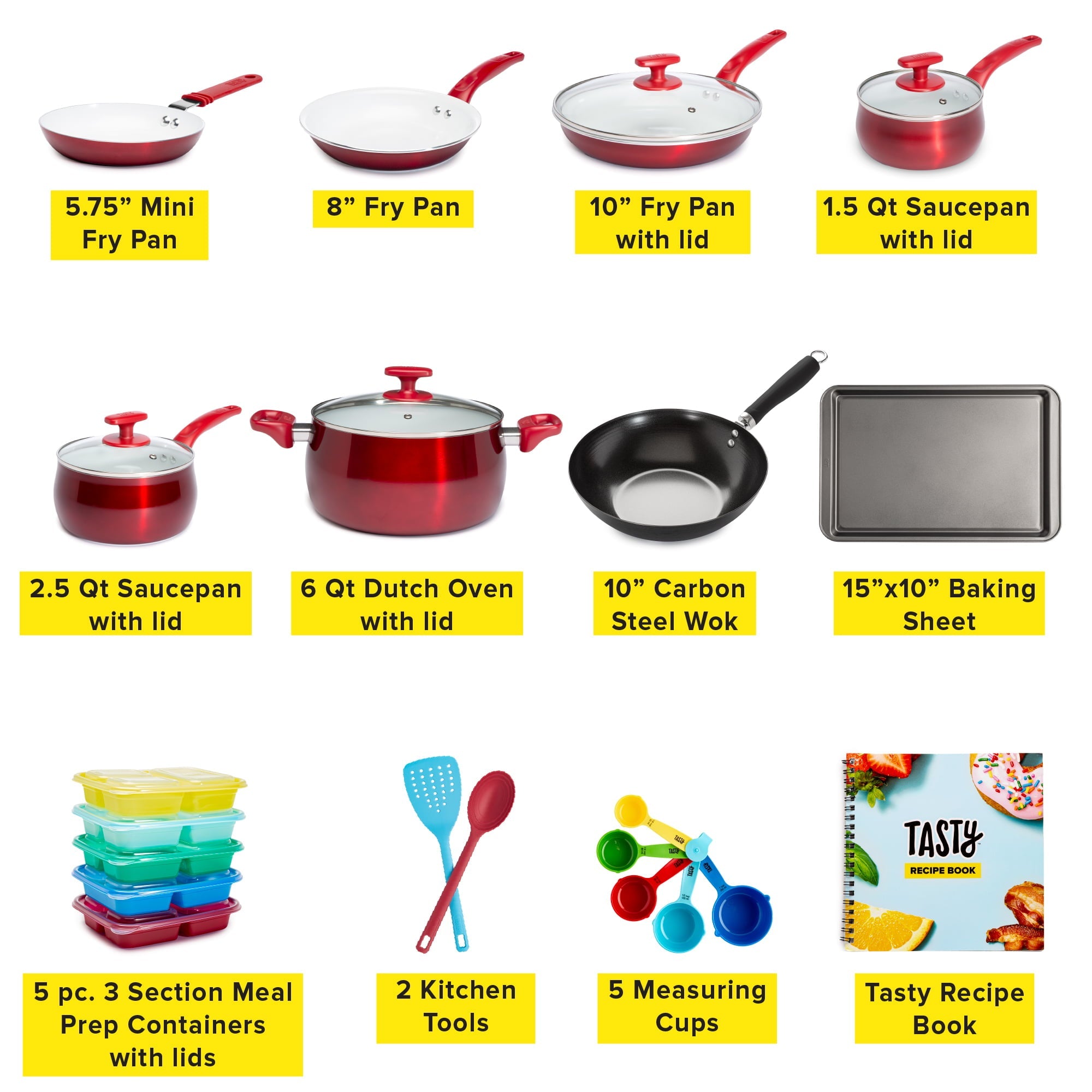 Tasty 24 Piece Titanium Ceramic Non-Stick Cookware Set, Dishwasher Safe