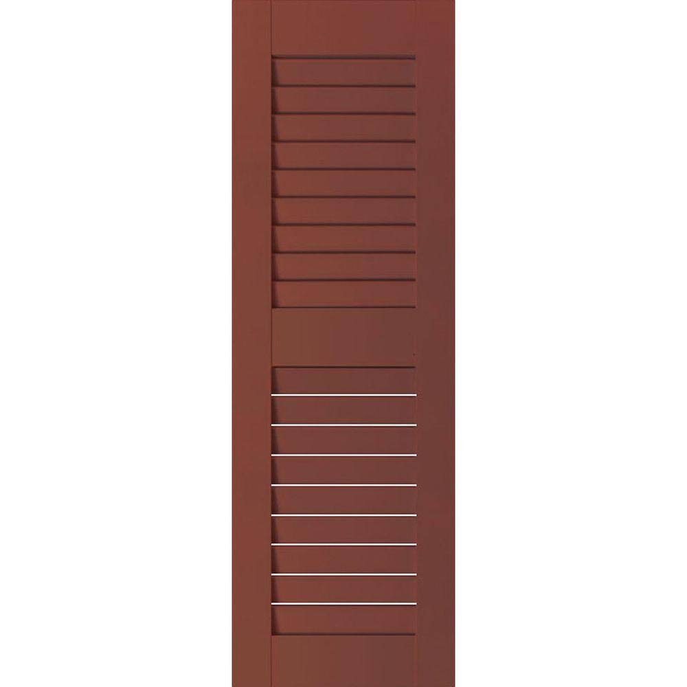 Ekena Millwork 15 in. x 39 in. Exterior Real Wood Western Red Cedar Open Louvered Shutters Pair Country Redwood