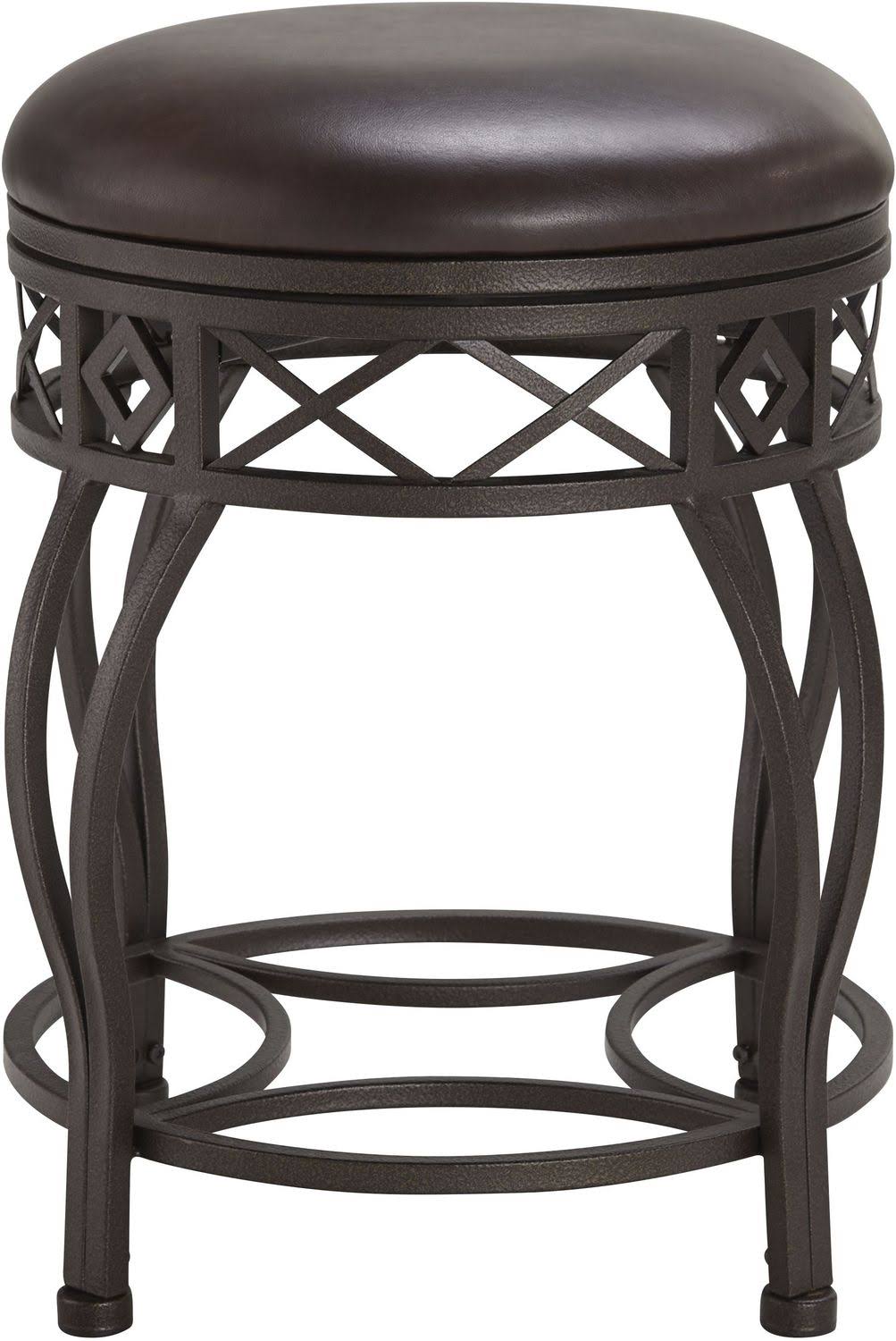 Backless Adjustable Metal Frame Barstool, Brown