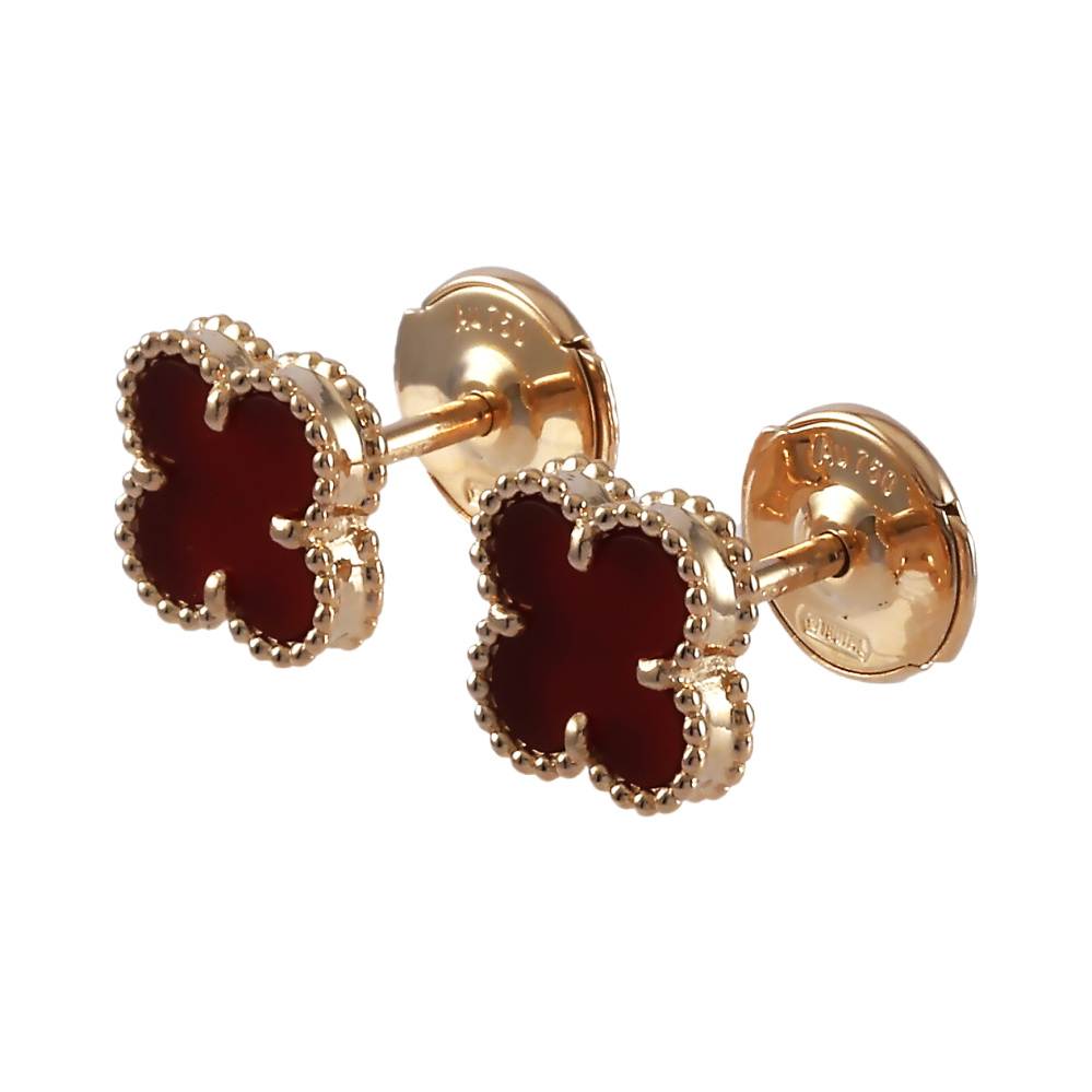 Van Cleef & Arpels Sweet Alhambra Earrings 18K Rose Gold Carnelian VCARN6BO00