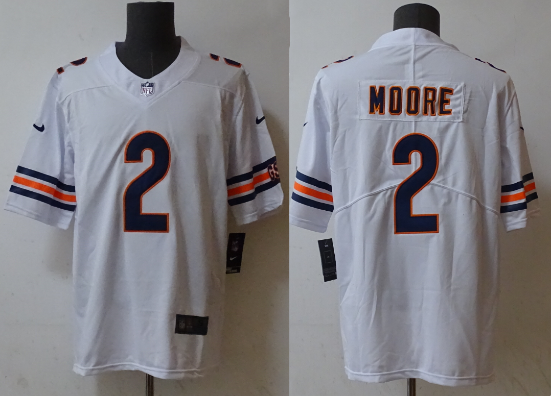Men's Chicago Bears D.J. Moore #2 White Player Game Jersey