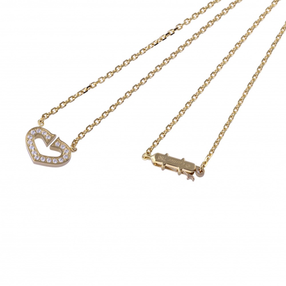 Cartier C Heart Necklace 18K Yellow Gold Diamond