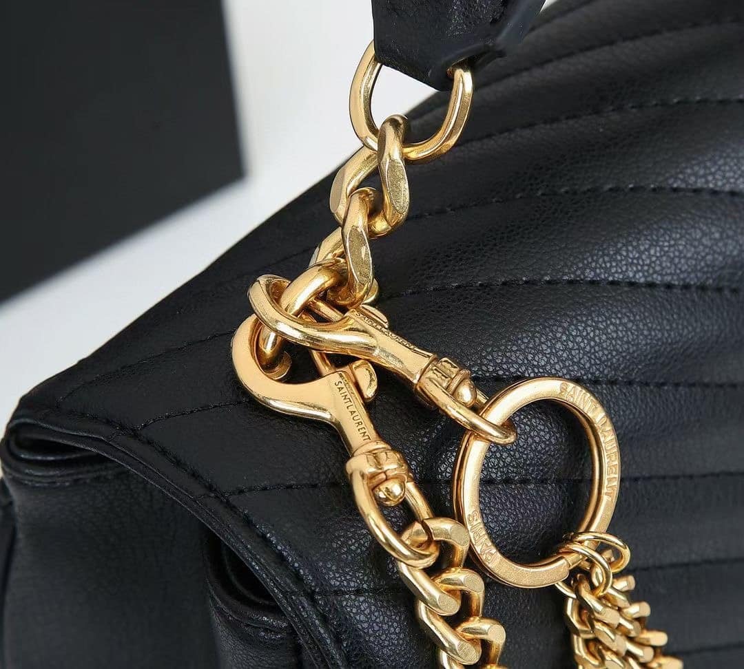 Saint Laurent College Large Chain Bag Black 25Cm