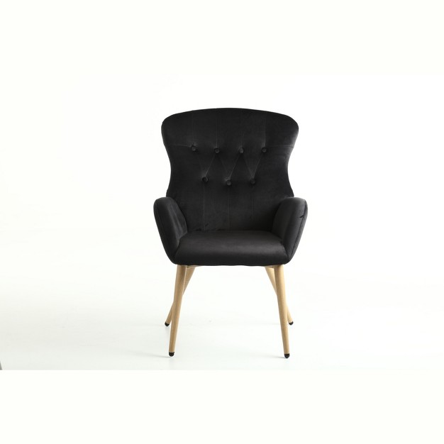 Modern Tufted Button Wing Back Accent Chair With Metal Legs Modernluxe