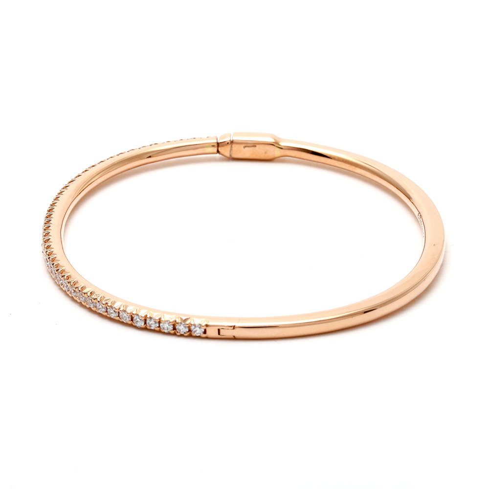Tiffany & Co. Metro Hinged Bangle M Bracelet 18K Rose Gold Diamond 60006146