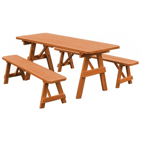 Pine 8' Traditional Picnic Table with 2 Benches