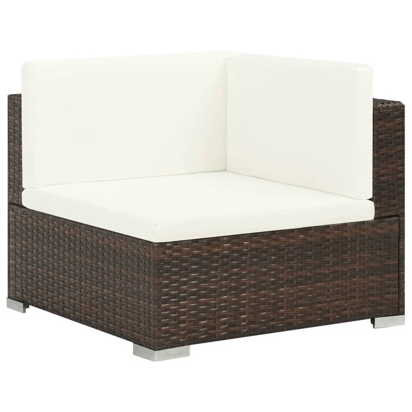 vidaXL 6 Piece Patio Lounge Set with Cushions Poly Rattan Brown