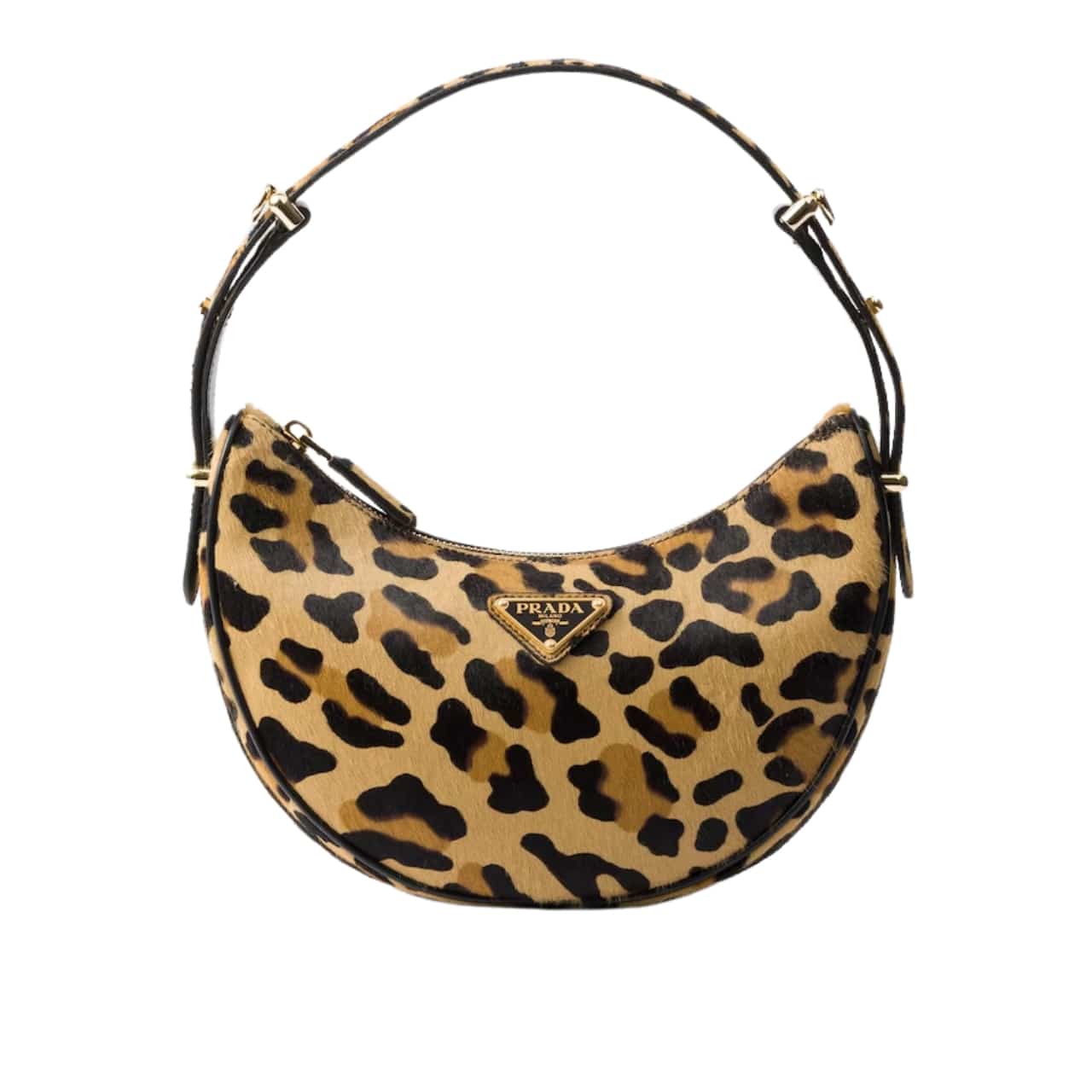 Prada Arqué Printed Leather Shoulder Bag Honey 22Cm
