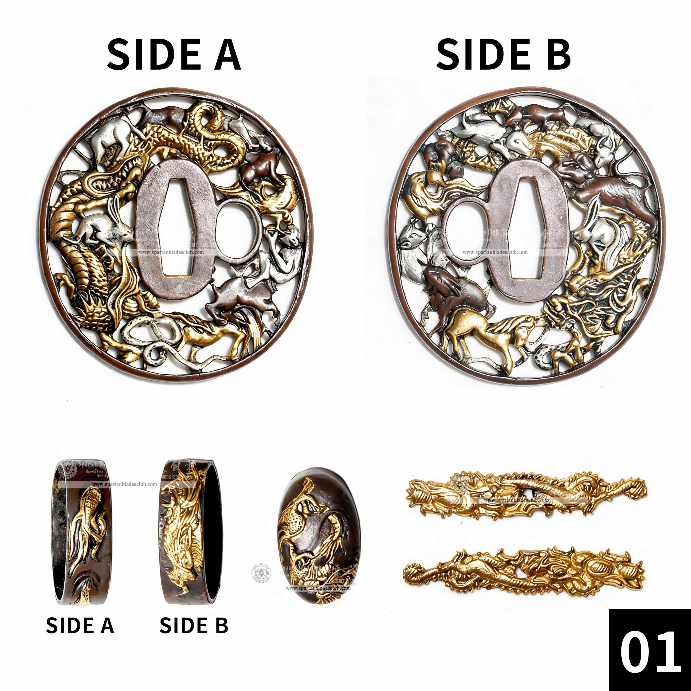 Custom Your Katana | Animal | Complete Set Fittings (Brass Gilded) | Spartan Blades Club | CHEN'S SWORDS 1892 - Spartan Blades Club - 陳氏劍莊1892