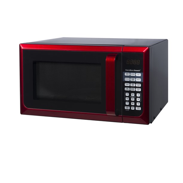 Hamilton Beach Stainless Steel 0.9 Cu. ft. Red Microwave Oven, Red Stainless Steel