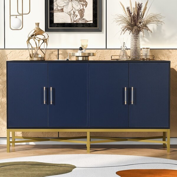 Distinctive Features of FourDoor Sideboard with Metal and CrossLeg Design,Suitable