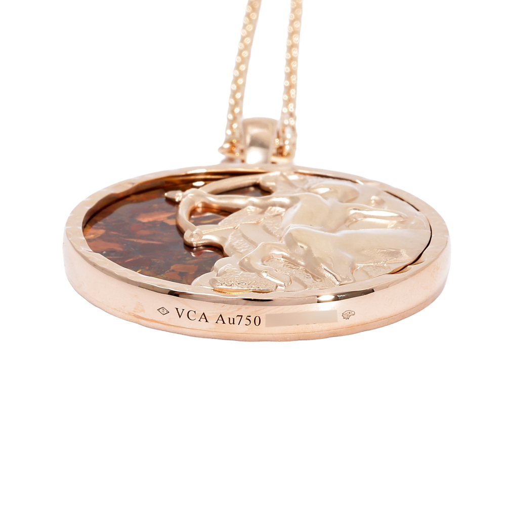 Van Cleef & Arpels Zodiac Sagittarius Necklace 18K Rose Gold Pietersite VCARP9R700