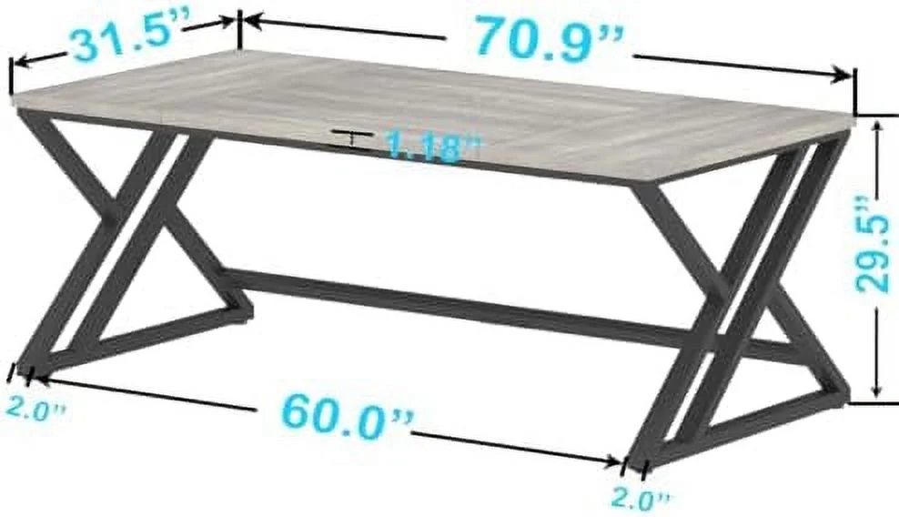 Rustic Large Computer Desk  Industrial Extra Long  Office Desk  Wood Pc Writing Work Study Computer Table Desk  Farmhouse Workstation Gaming Executive Desk for 2 Person  Rustic Oak  70 In