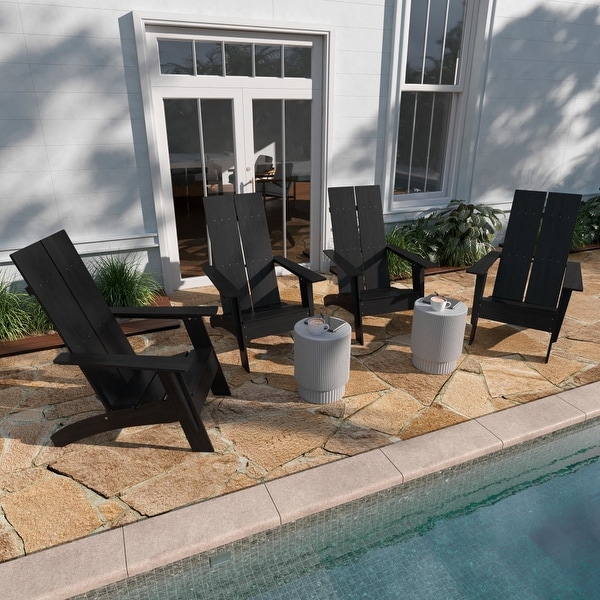 Modern Dual Slat Back Adirondack Style Chairs,Set of 4